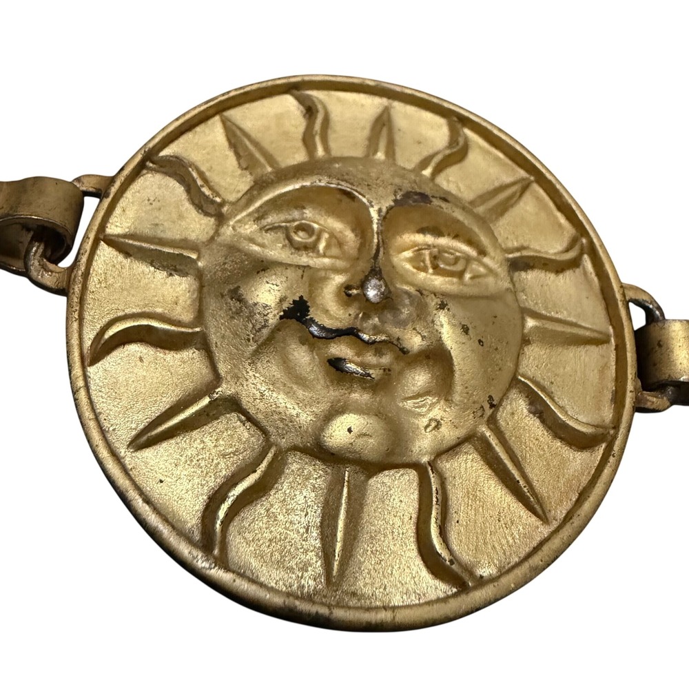 Vintage The Limited Sun Face Medallion Belt Metal 90s Y2K Celestial Astrology - Picture 13 of 14